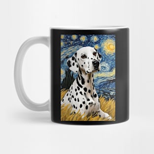 Dalmatian Dog Breed Painting in a Van Gogh Starry Night Art Style Mug